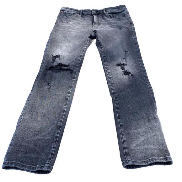 American Eagle Mens Airflex 360 Medium Wash Distressed Black Jeans W33 L32​​​ - Picture 1 of 11